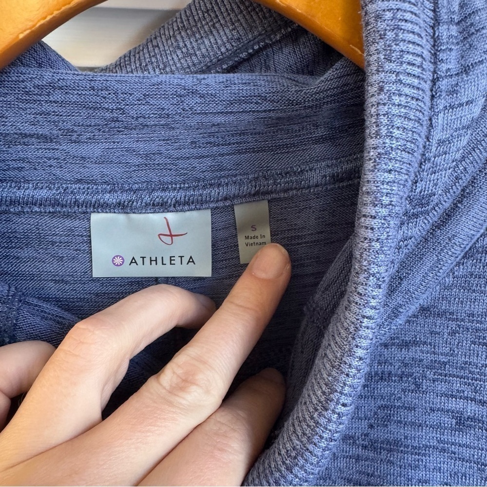 Athleta Blissful Blue Pullover Hoodie Poncho Oversized Sweatshirt Small - Picture 5 of 6